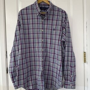 Polo Ralph Lauren Purple Classic‎ Performance Gingham Check Button Mens Shirt XL